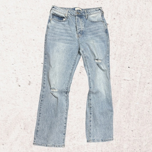 Women's Straight Leg Jeans - Light Blue - Picture 1 of 4